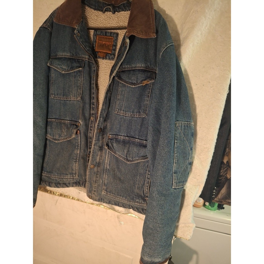Vintage Wrangler Hero Size X Large Heavy Mens Denim Chore Jacket Cowboy Coat Kc - Picture 2 of 16